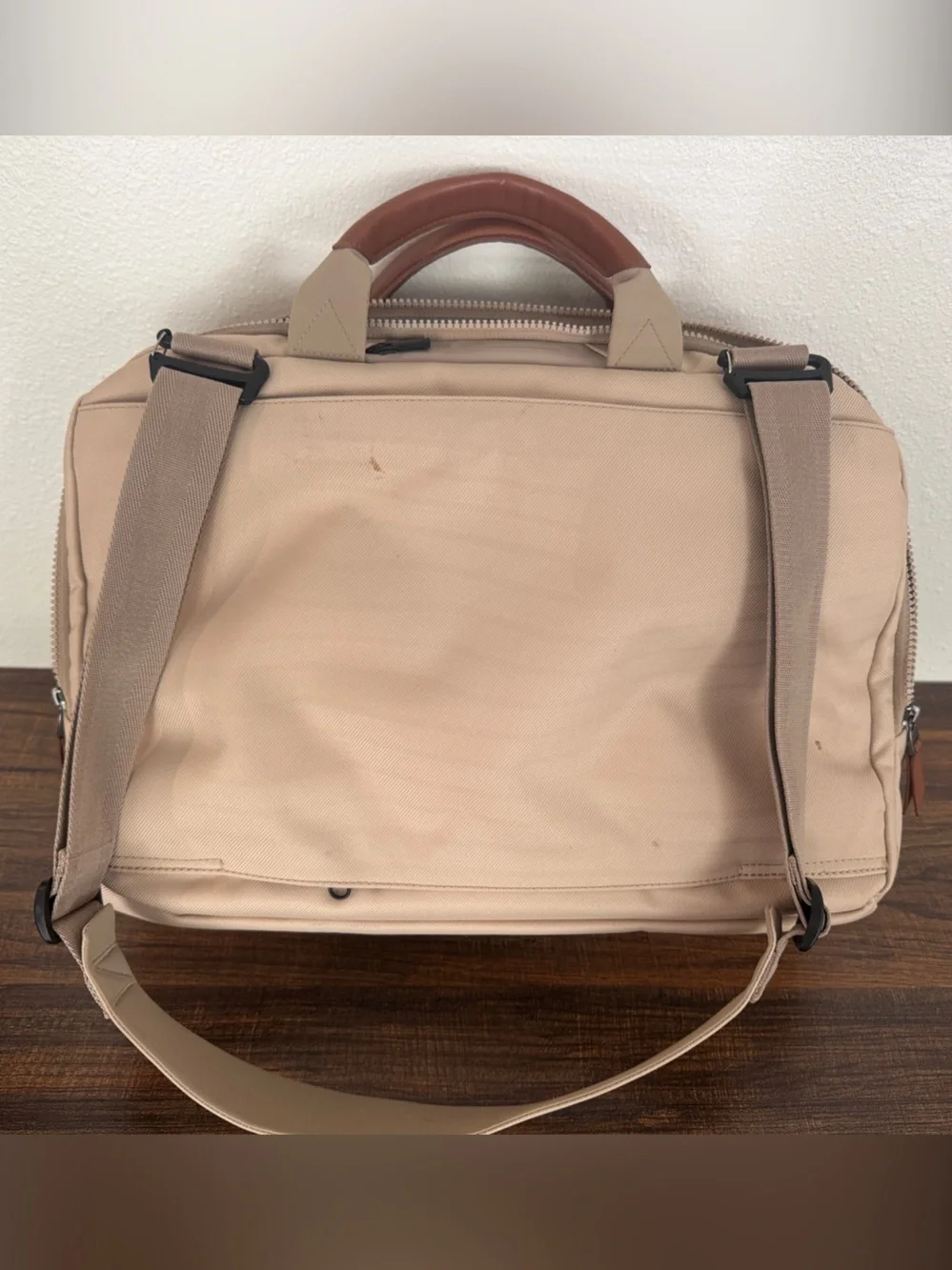 Cole Haan Beige and Brown Two-Tone Laptop Briefcase